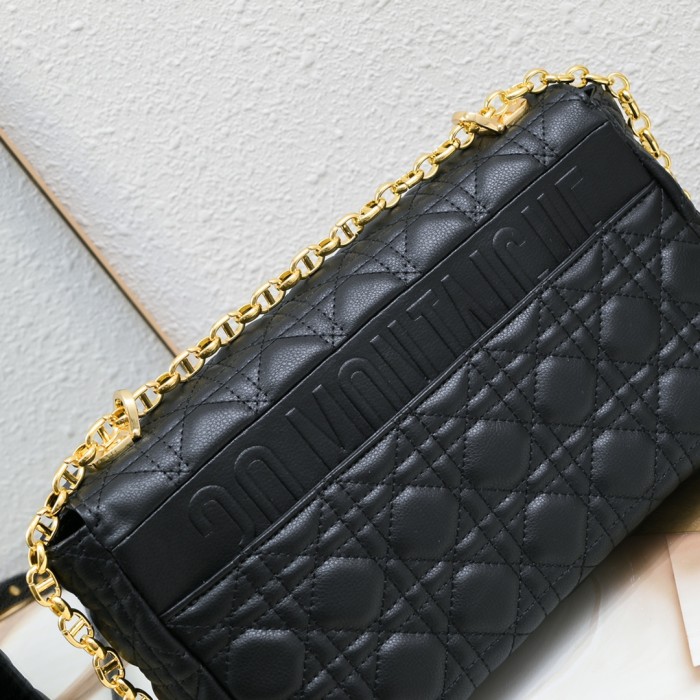 Large Dior Caro Bag Black 9797 XB002 28cm