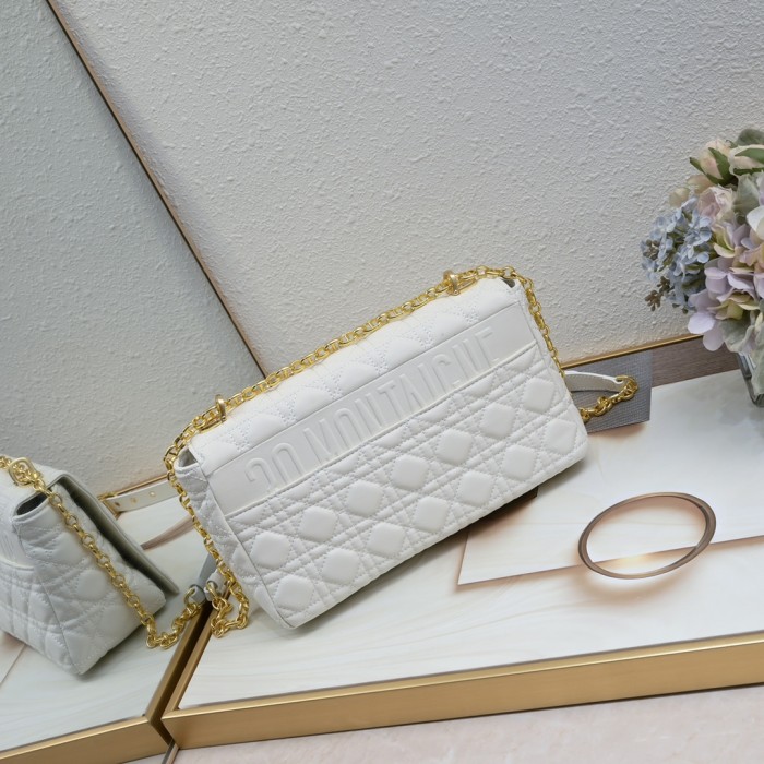 Large Dior Caro Bag White 9797 XB002 28cm