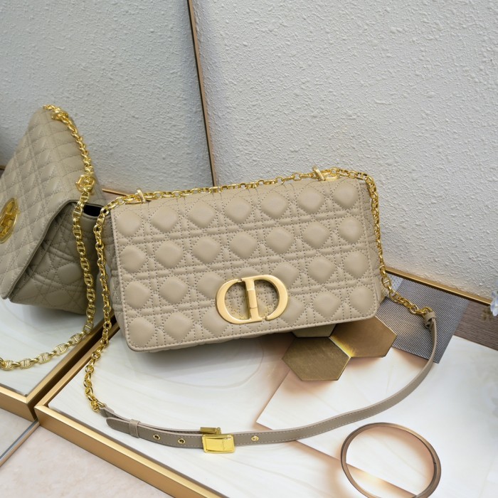 Large Dior Caro Bag Apricot 9797 XB002 28cm