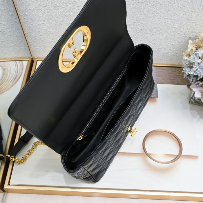 Large Dior Caro Bag Black 9797 XB002 28cm