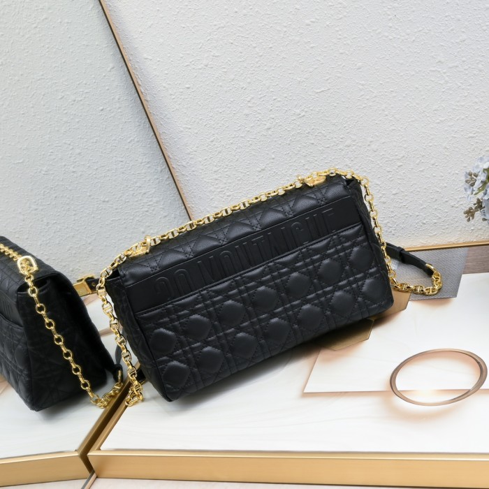 Large Dior Caro Bag Black 9797 XB002 28cm