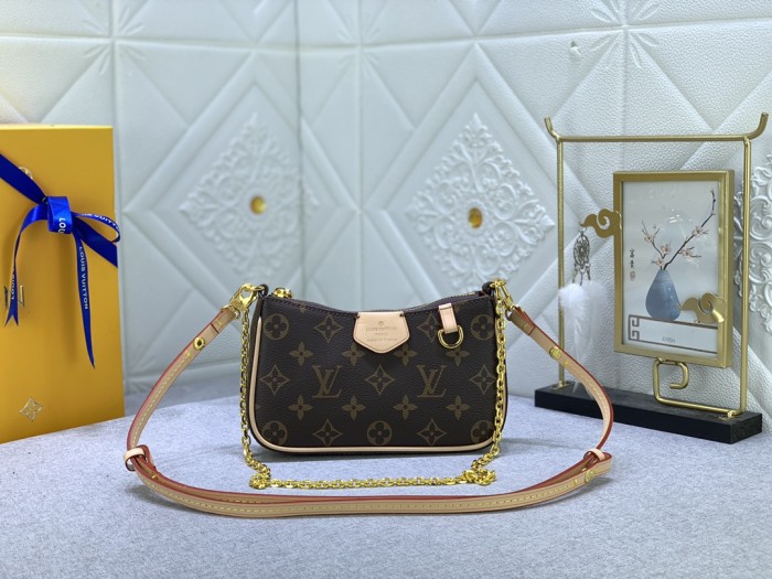 LV Easy Pouch On Strap Brown M80349 MQ051 19cm