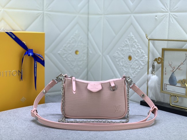 LV Easy Pouch On Strap Pink water ripples M80349 MQ051 19cm