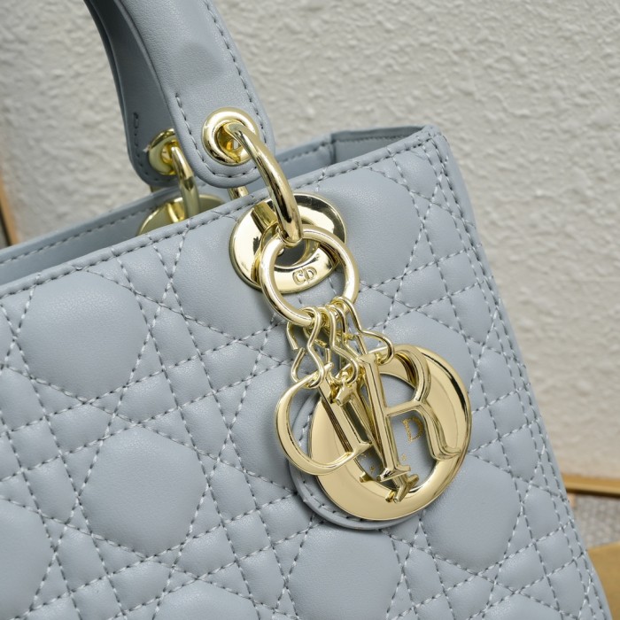 Medium Lady Dior Bag Blue Sheepskin LM071 24cm