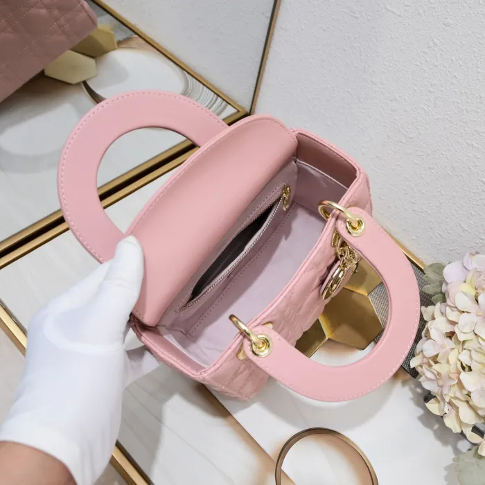 Small Lady Dior My ABCDior Bag Pink Sheepskin 1022 LM061 20cm