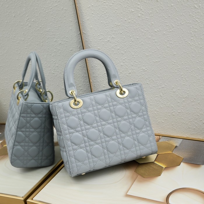 Medium Lady Dior Bag Blue Sheepskin LM071 24cm