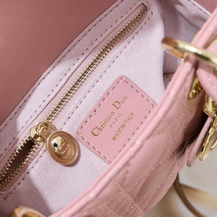 Mini Lady Dior Bag Pink Sheepskin 2077 LM051 17cm
