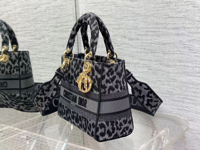 Medium Lady D-Lite Bag Leopard embroidery 0812 LM003 24cm