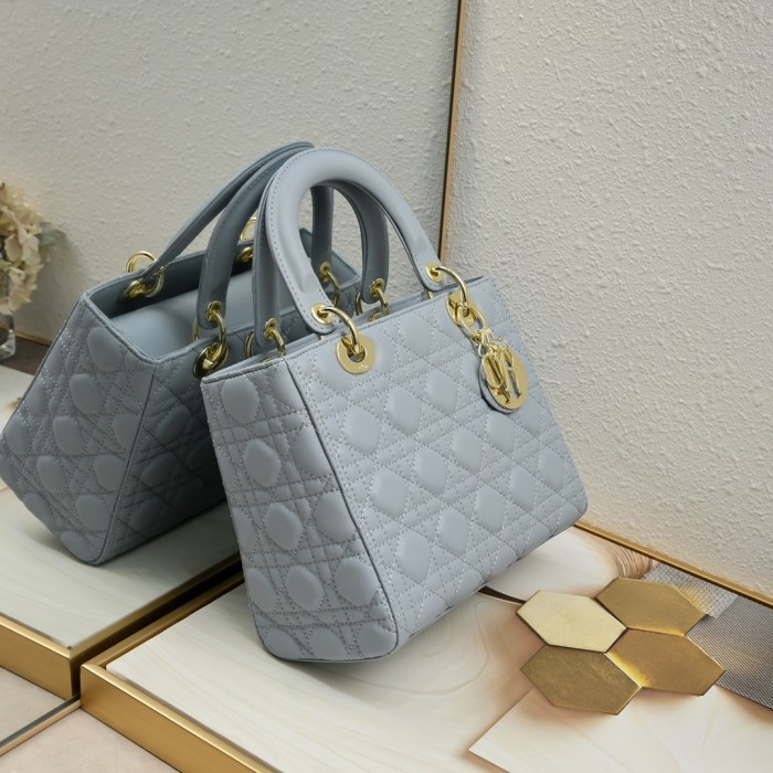 Medium Lady Dior Bag Blue Sheepskin LM071 24cm