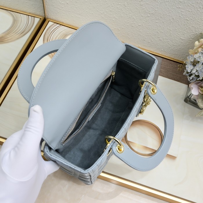 Medium Lady Dior Bag Blue Sheepskin LM071 24cm