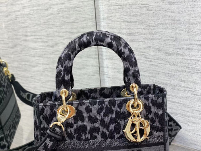 Medium Lady D-Lite Bag Leopard embroidery 0812 LM003 24cm