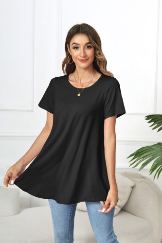 Tunic Tops for Women Plus Size Short Sleeve Crew Neck Swing Flare Loose T-Shirt Blouses to Wear with Leggings