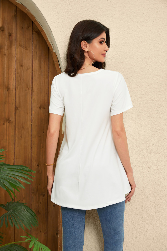 Tunic Tops for Women Plus Size Short Sleeve Crew Neck Swing Flare Loose T-Shirt Blouses to Wear with Leggings