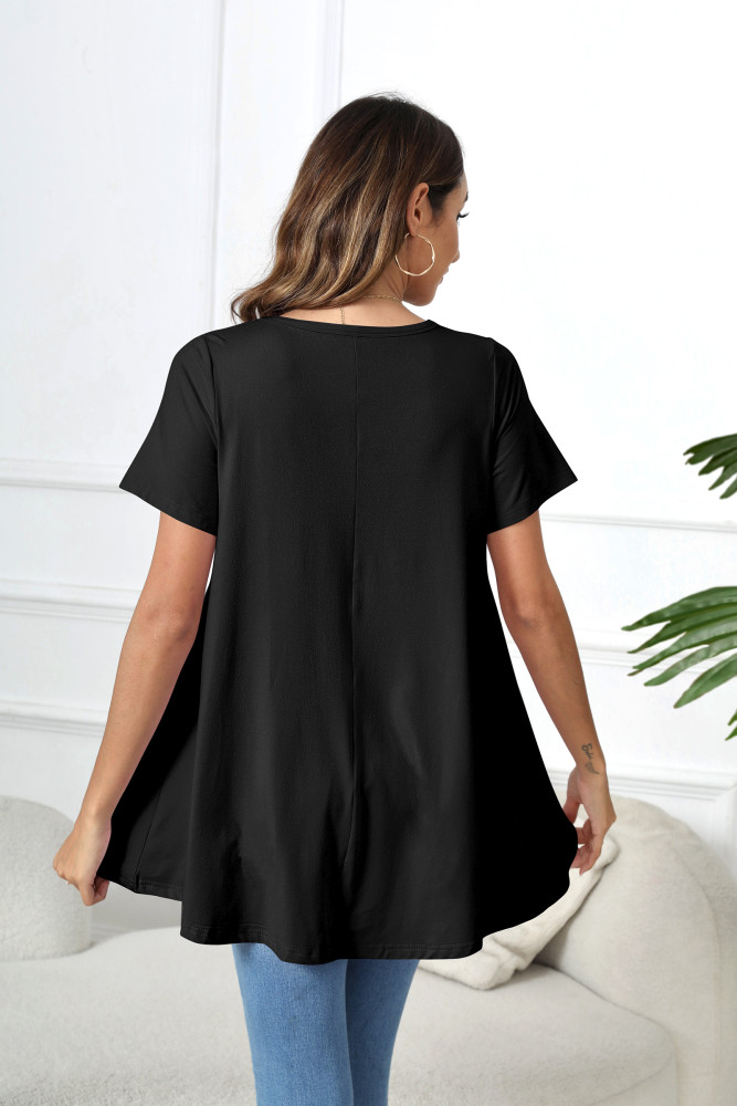 Tunic Tops for Women Plus Size Short Sleeve Crew Neck Swing Flare Loose T-Shirt Blouses to Wear with Leggings