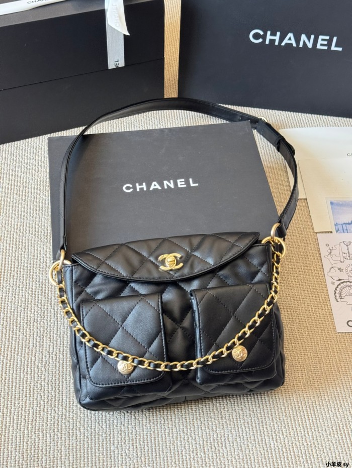 Chanel 24P Supple Twins Hobo Bag 053 DB512 23cm