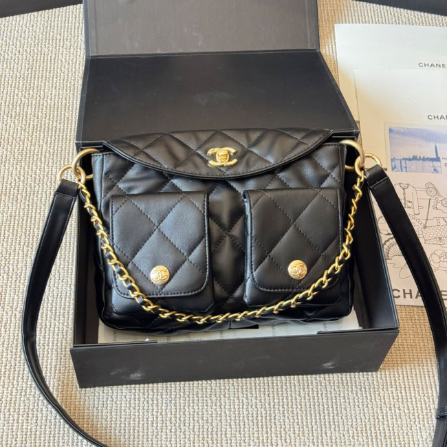Chanel 24P Supple Twins Hobo Bag 053 DB512 23cm