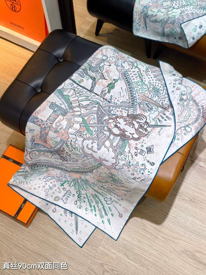 Hermes Silk make scarf SHMS2511 90*90cm