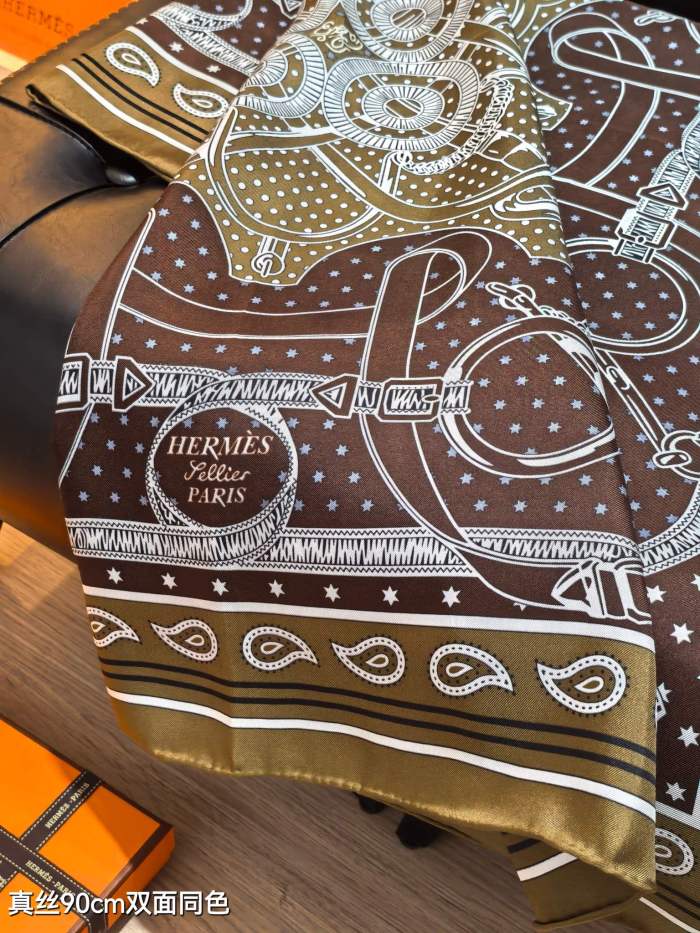 Hermes Silk make scarf SHMS2504 90*90cm