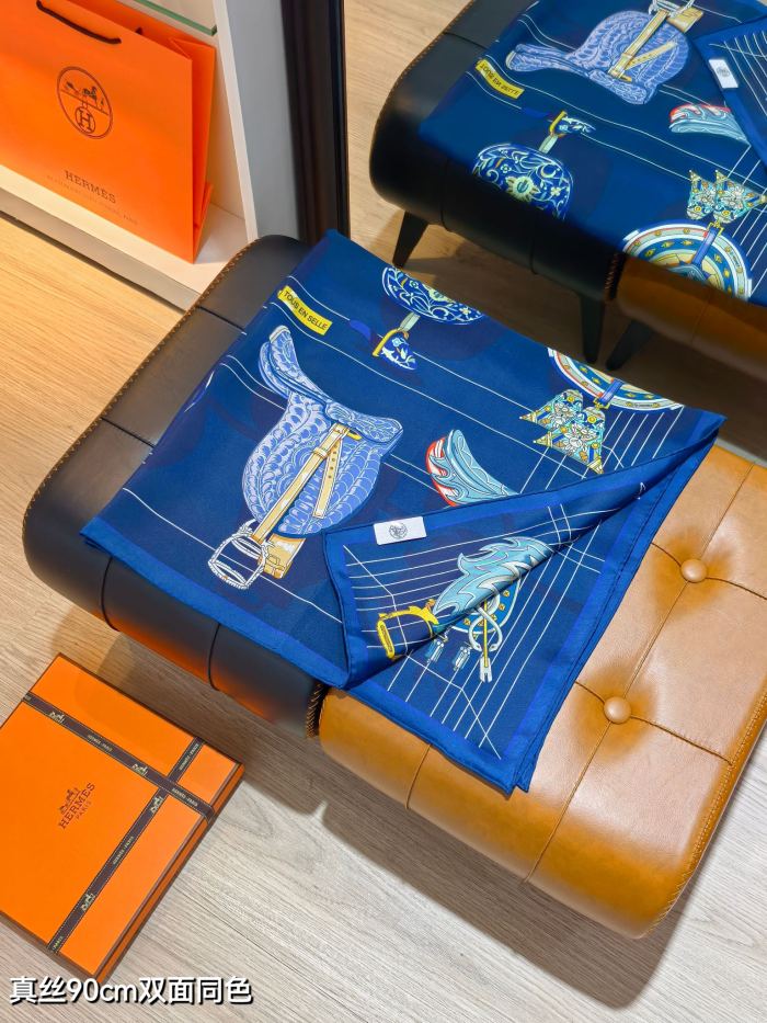 Hermes Silk make scarf SHMS2501 90*90cm