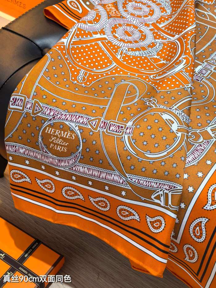 Hermes Silk make scarf SHMS2504 90*90cm