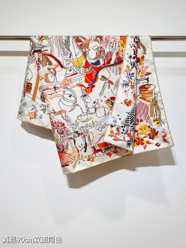 Hermes Silk make scarf SHMS2530 90*90cm
