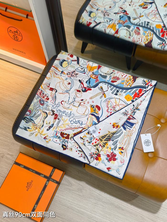 Hermes Silk make scarf SHMS2530 90*90cm