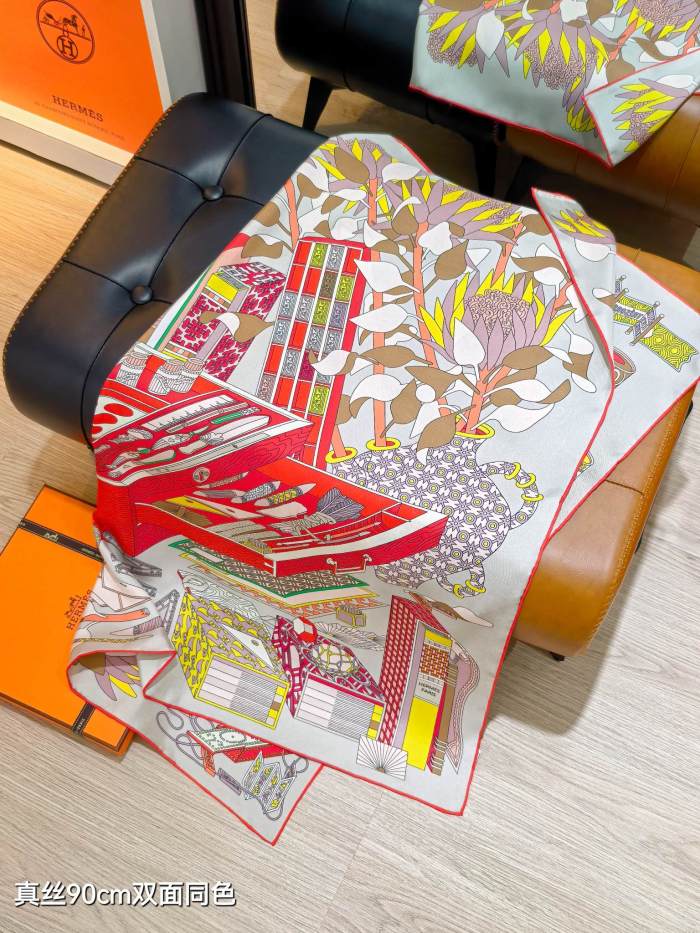 Hermes Silk make scarf SHMS2545 90*90cm