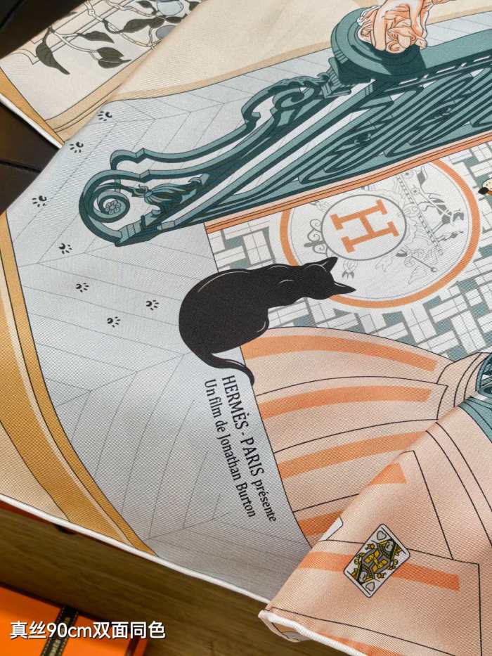 Hermes Silk make scarf SHMS2544 90*90cm