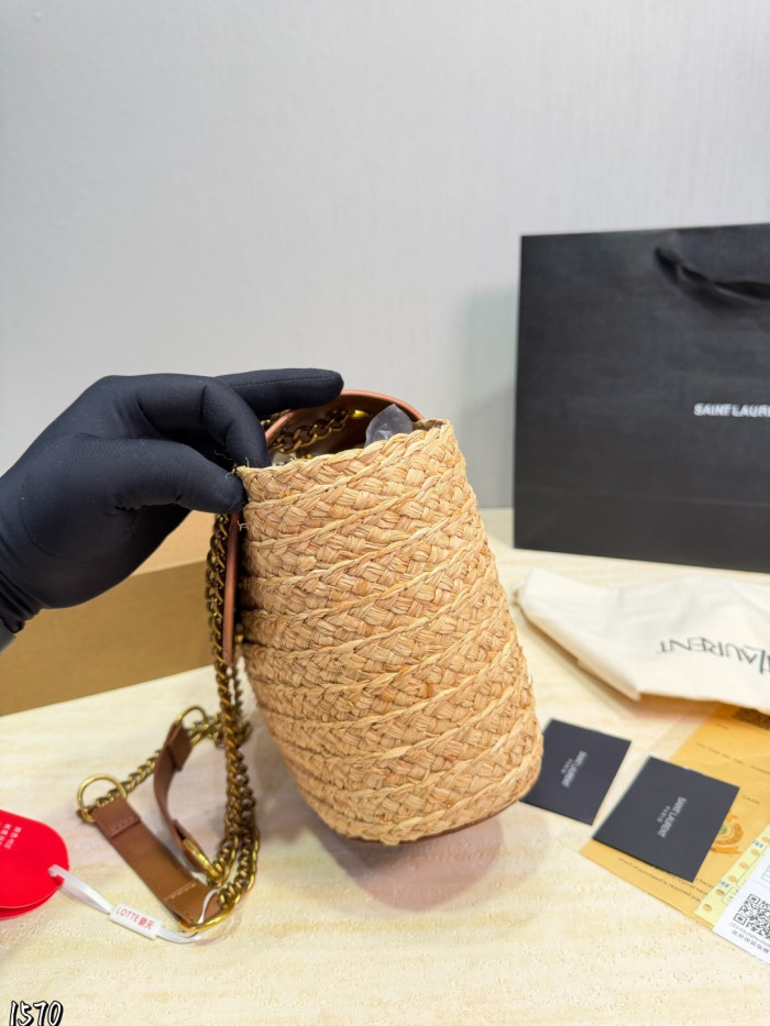 YSL Straw Hobo Bag 084 DB031 19cm