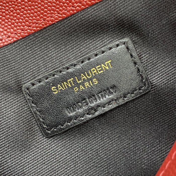 SAINT LAURENT Gold Label Logo Grained Embossed Leather Clutch Envelope Bag