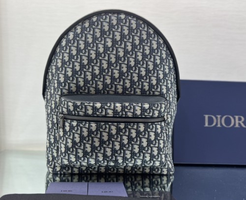 DIOR Dior embossed logo classic old flower full print large capacity canvas schoolbag backpack shoulder bag men's section beige