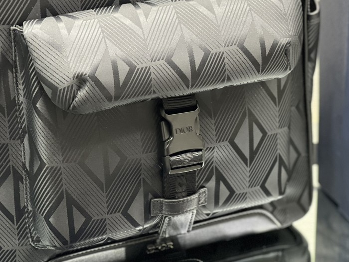 Dior Explorer embossed logo zipper closure nylon schoolbag backpack duffel bag male style black