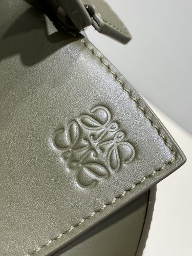 Loewe Geometric lines design ceramic rabbit charm satin cow leather shoulder crossbody handbag