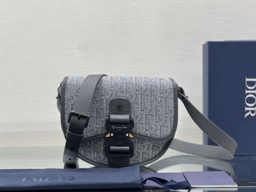 Dior GALLOP series full print embroidery flap design messenger bag shoulder crossbody bag men's models metal gray