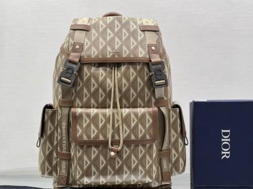 Dior x CACTUS JACK co-branded HIT THE ROAD embroidered drawstring closure grained cowhide book bag shoulder bag