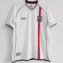 2002 England Home White Retro Soccer Jersey