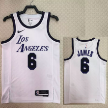 22-23 LAKERS JAMES #6 White City Edition Top Quality Hot Pressing NBA Jersey