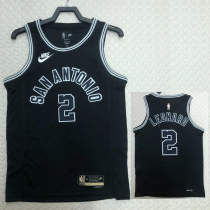 22-23 SA Spurs LEONARD #2 Black Top Quality Hot Pressing NBA Jersey (Retro Logo)