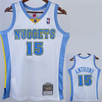 2003-04 Nuggets ANTHONY #15 White Retro Top Quality Hot Pressing NBA Jersey