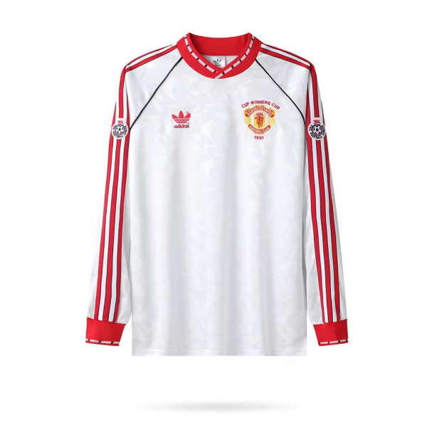 1991 Man Utd UCL Version Long sleeves Retro Soccer Jersey