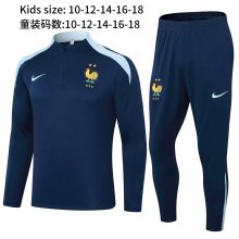 24-25 France High Quality Kids Half Pull Tracksuit