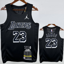 LAKERS JAMES #23 Black Top Quality Hot Pressing NBA Jersey