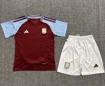 24-25 Aston Villa Home Kids Soccer Jersey