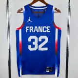 2024 Olympic Game France WEMBANYAMA # 32 Blue Basketball Jersey