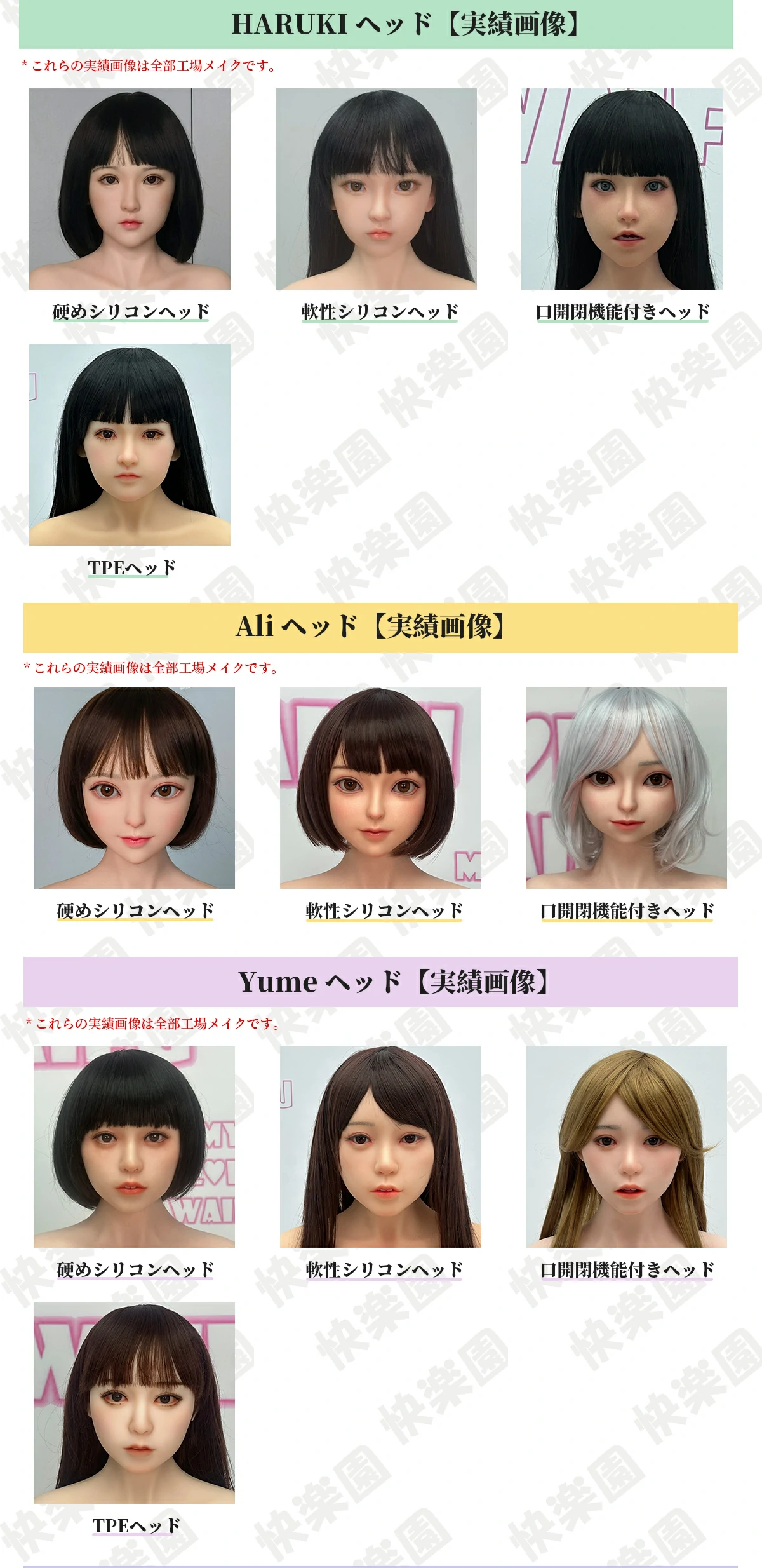 Myloliwaifu MLWdoll ヘッド一覧 サンプル写真② 実績リアル ラブドール