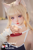金髪猫耳のラブドール、制服姿の萌え系148cm Dカップモデル