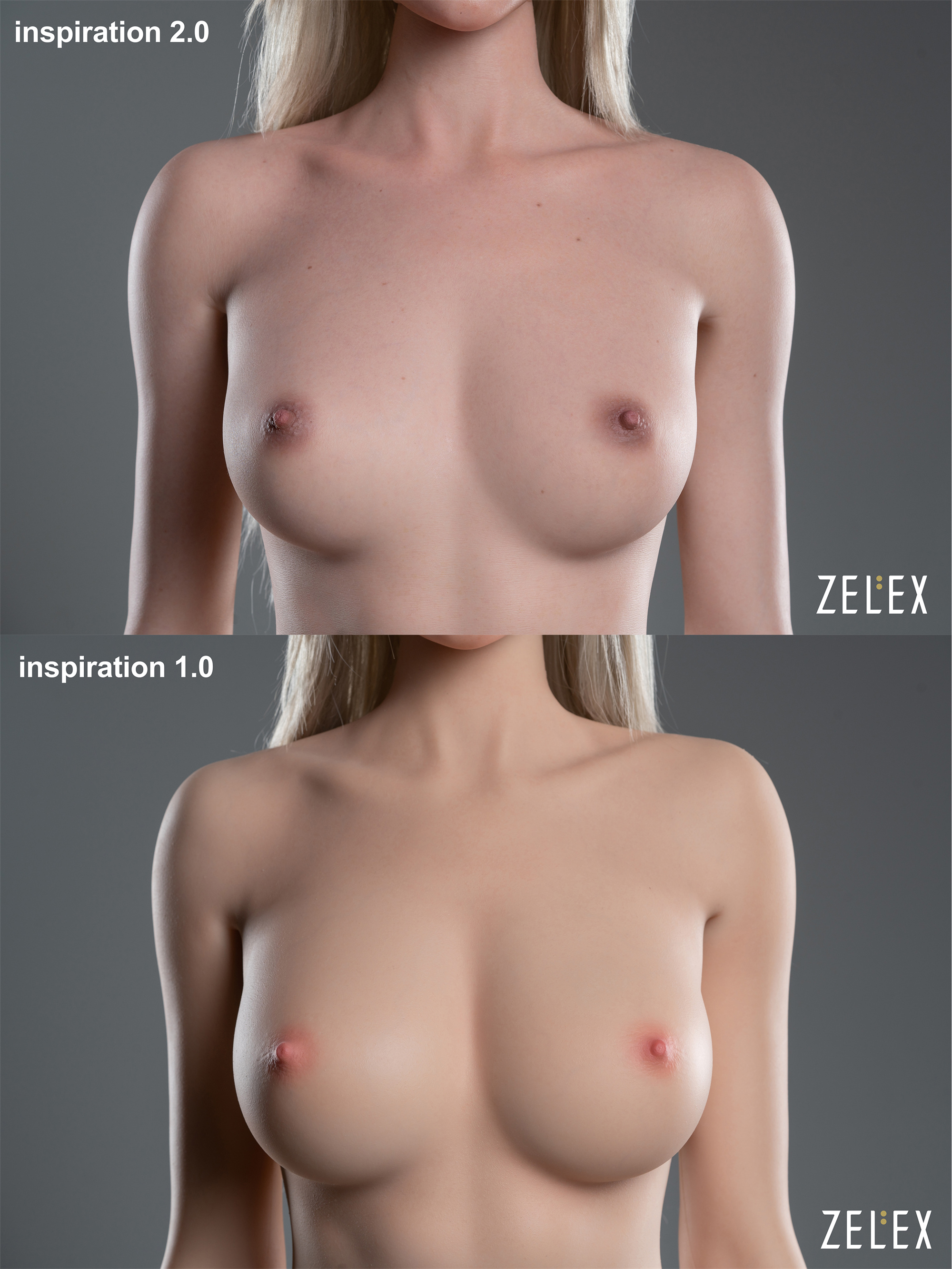 ZELEX DOLL Inspiration 2.0と1.0の比較画像 フルヌード ラブドール 無修正 解析度が高い