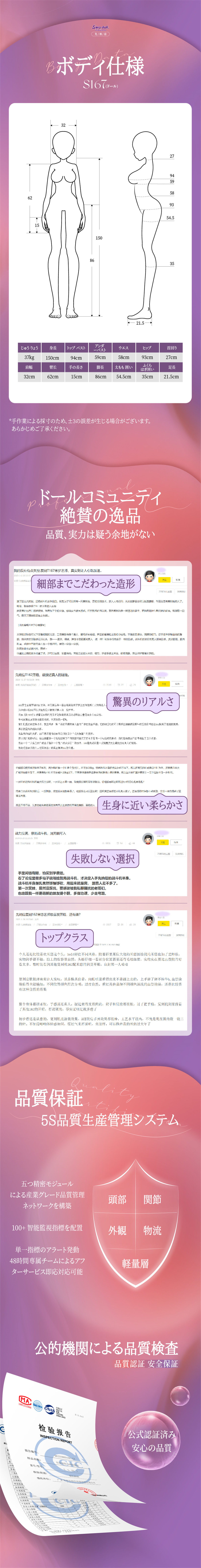 Sino doll 爆乳戦闘機 love doll 167cmKカップのボディサイズ