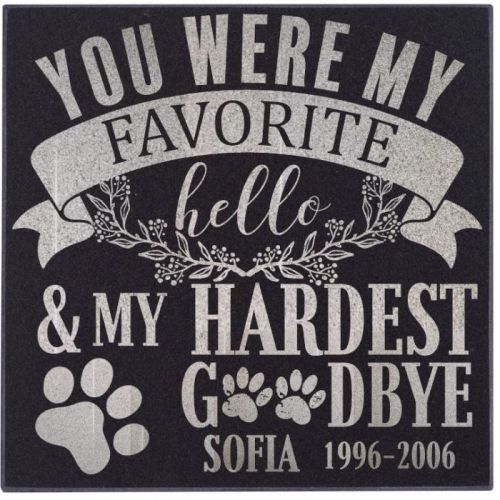 Personalized Pet Memorial Stone Granite - My Hardest Goodbye Engraved Headstone #3