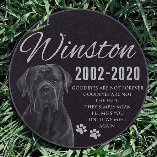12  Round Personalized Dog Cat Memorial with Photo Free Engraving Customized Grave Marker